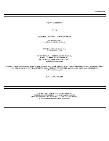 SCE Credit Agreement dated May 18, 2012 - Edison International