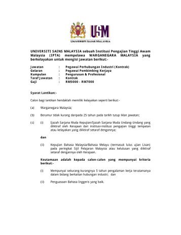 pegawai perhubungan industri - Jabatan Pendaftar - Universiti ...