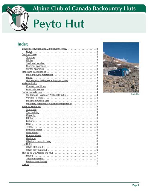 Peter and Catharine Whyte (Peyto) Hut - The Alpine Club of Canada