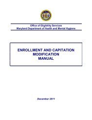 enrollment and capitation modification manual - Maryland Medical ...