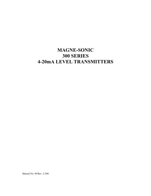 MAGNE-SONIC 300 SERIES 4-20mA LEVEL ... - Clark Reliance
