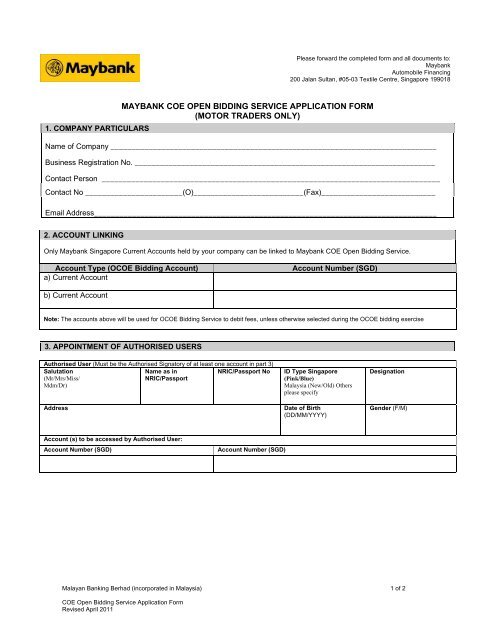 MAYBANK COE OPEN BIDDING SERVICE APPLICATION FORM ...