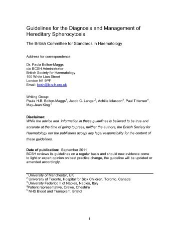 The diagnosis and management of hereditary spherocytosis