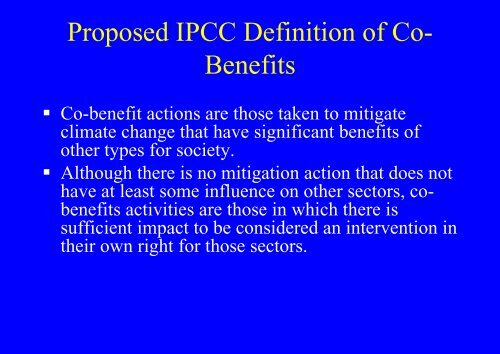 Climate Change Decision Making: The Co-benefits Story