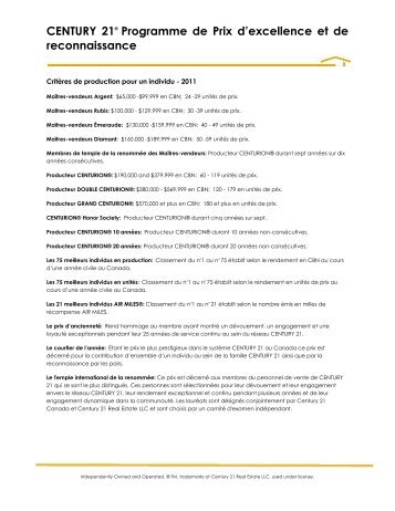 CENTURY 21Â® Programme de Prix d'excellence et de ...