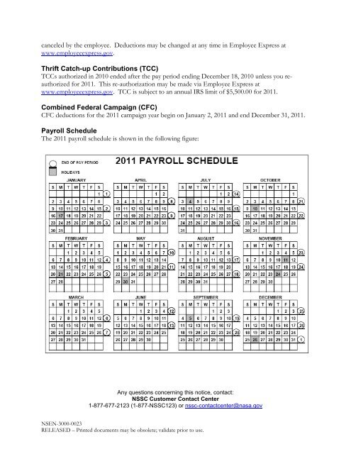 Upcoming Payroll Reminders for Year End 2010 and New ... - Nasa