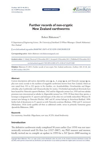 Further records of non-cryptic New Zealand earthworms