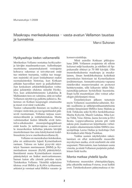 Muinaistutkija 12009painoon.indd - Suomen arkeologinen seura ry.