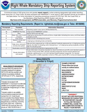 Right Whale Mandatory Ship Reporting System - NOAA