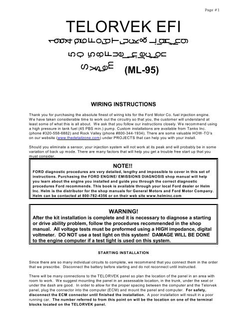 product installation instructions - Ron Francis Wiring