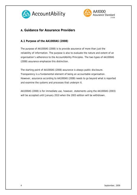 Guidance for AA1000AS (2008) Assurance Providers - AccountAbility