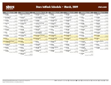 Starz InBlack - March, 2009 Schedule