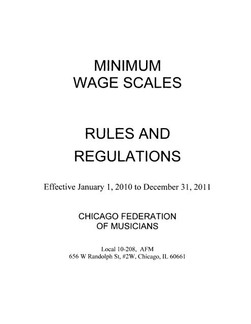 minimum rules and regulations - Chicago Federation of Musicians