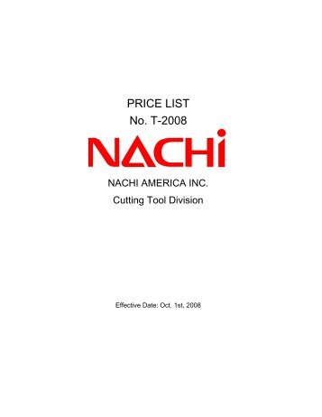 2009 Nachi Price Book Oct. 2008 10-27-08 - Nachi America