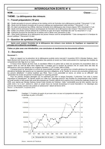 Interrogation Ã©crite nÂ° 6 - QSTP - La dÃ©linquance juvenile _2010 ...