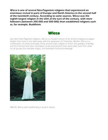 Wicca is one of several Neo-Paganism religions that experienced an ...