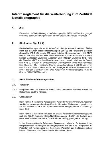 Interimsreglement fÃ¼r die Weiterbildung zum Zertifikat ... - SGUM