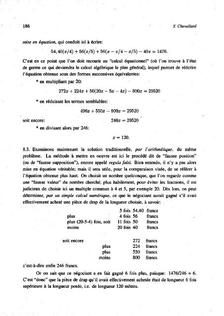 Y. Chevallard ENSEIGNEMENT DE L'ALGEBRE - Seminario ...