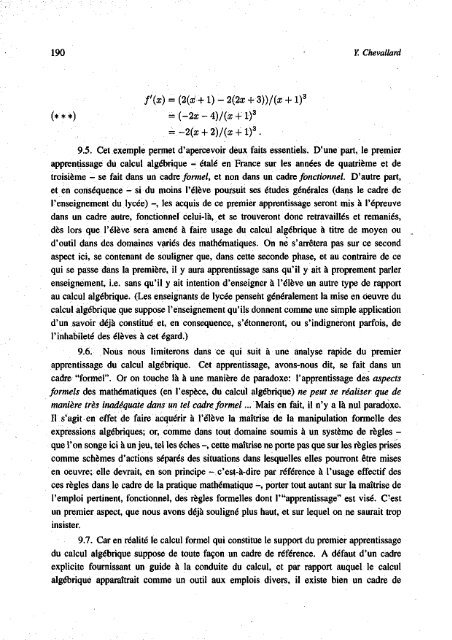 Y. Chevallard ENSEIGNEMENT DE L'ALGEBRE - Seminario ...