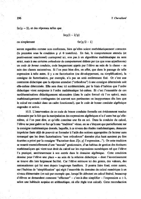 Y. Chevallard ENSEIGNEMENT DE L'ALGEBRE - Seminario ...