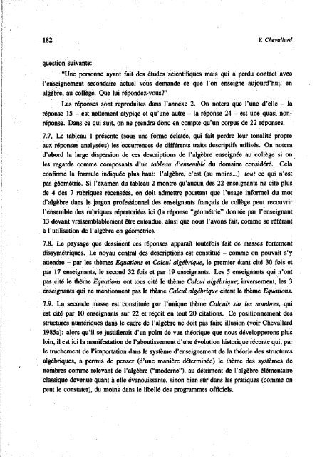 Y. Chevallard ENSEIGNEMENT DE L'ALGEBRE - Seminario ...