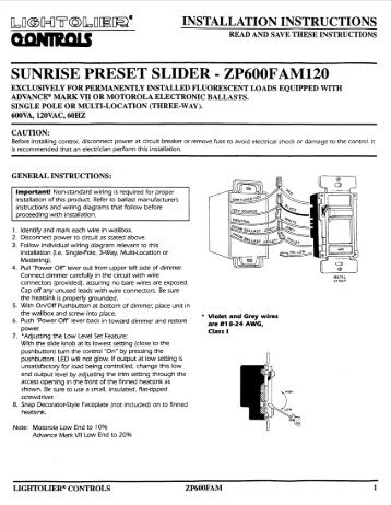 SUNRISE PRESET SLIDER - ZP600F AM120