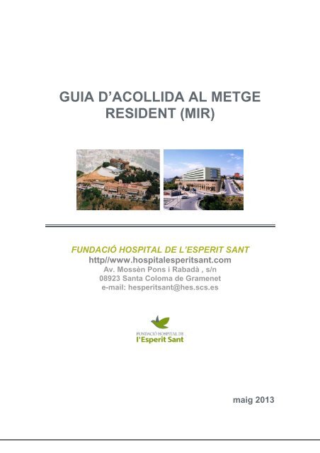 Guia d'acollida del metge resident - Hospital de l'Esperit Sant