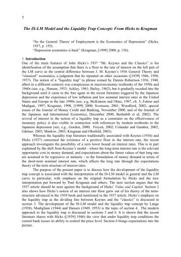 The IS-LM Model and the Liquidity Trap Concept: From ... - Anpec
