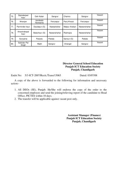 punjab ict education society (pictes) - Department of School ...
