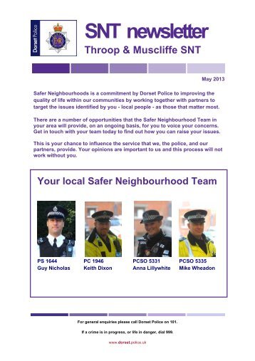 Throop & Muscliff SNT Newsletter May 2013 (72kb ... - Dorset Police