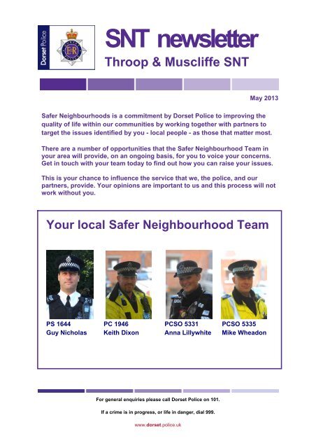 Throop & Muscliff SNT Newsletter May 2013 (72kb ... - Dorset Police