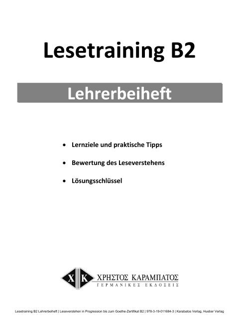 Lesetraining B2 – Lehrerbeiheft - Hueber