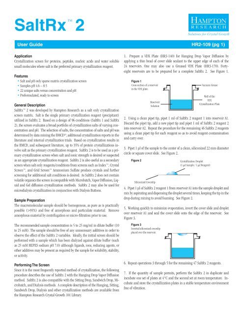 SaltRx 2 User Guide HR2-109 - Hampton Research