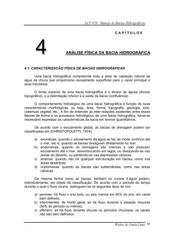 4 ANÃLISE FÃSICA DA BACIA HIDROGRÃFICA - LEB/ESALQ/USP