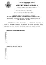 Gabaritos das Provas do Processo Seletivo 001 2013 ... - Itapeva