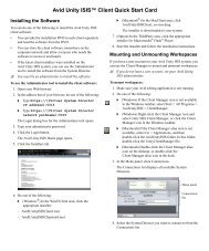 Avid Unity ISIS Client Quick Start Card