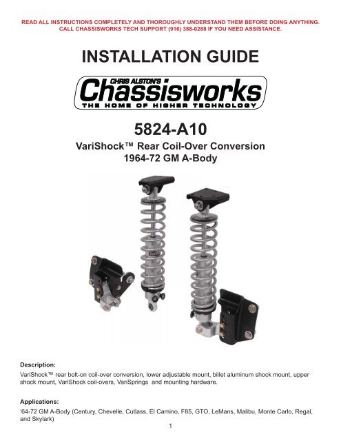 Installation Instructions - Chris Alston's Chassisworks