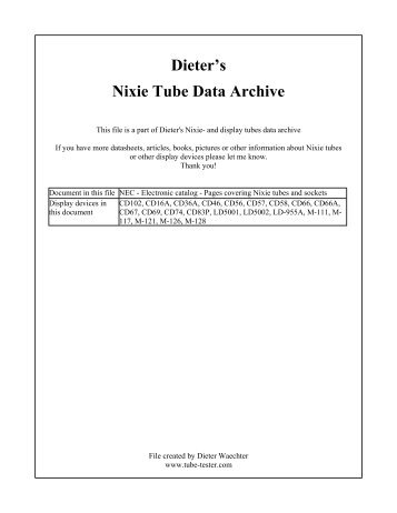 NEC - Electronic catalog - Pages covering Nixie tubes ... - Tube-Tester