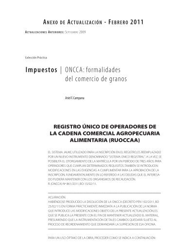 Impuestos | ONCCA: formalidades del comercio de granos - Errepar