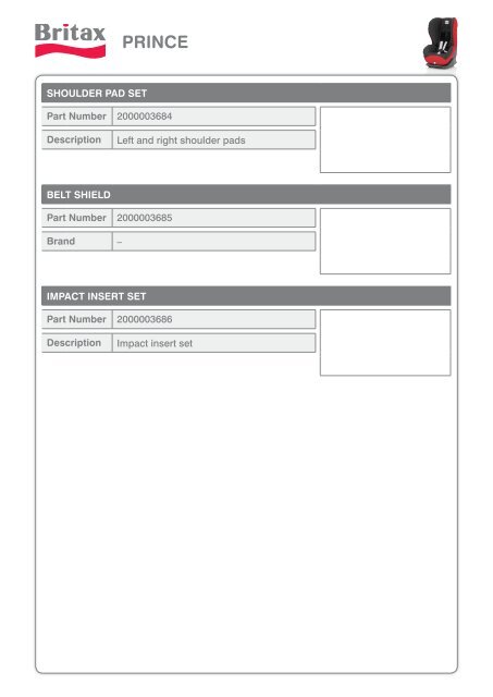 Spare Parts Car Seat Catalogue 2011 - Britax