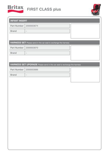 Spare Parts Car Seat Catalogue 2011 - Britax
