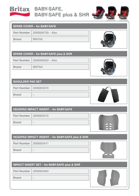 Spare Parts Car Seat Catalogue 2011 - Britax