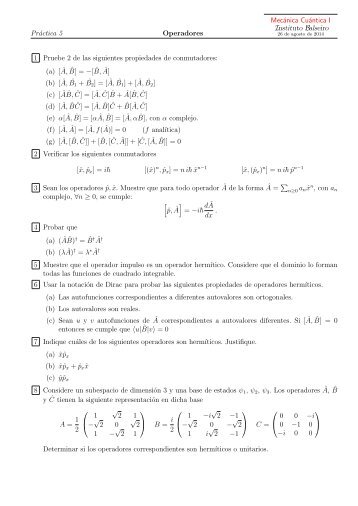 PrÃ¡cticas de MecÃ¡nica CuÃ¡ntica I, 2011 - Instituto Balseiro