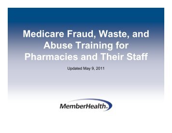 Medicare Fraud, Waste, and Abuse Training for ... - Pharmacist eLink