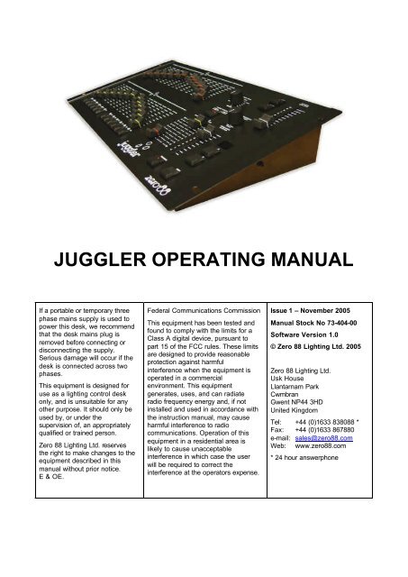 JUGGLER OPERATING MANUAL - Sico Inc.
