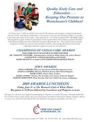 2009 AWARDS LUNCHEON - Child Care Council of Westchester, Inc.