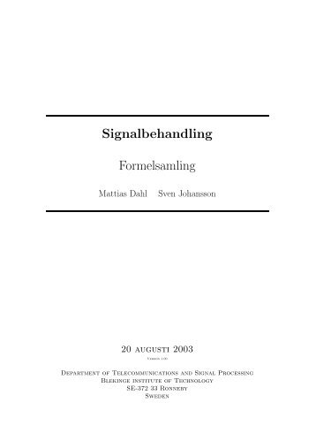 Signalbehandling Formelsamling