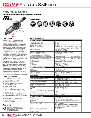 EDS 3000 Pressure Switches - HYDAC USA