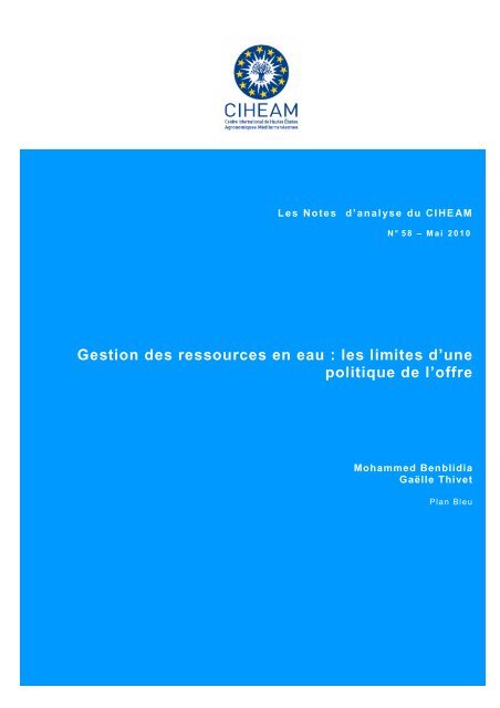 Gestion des ressources en eau : les limites d'une politique de l'offre