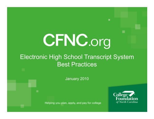 Electronic High School Transcript System Best Practices - PESC